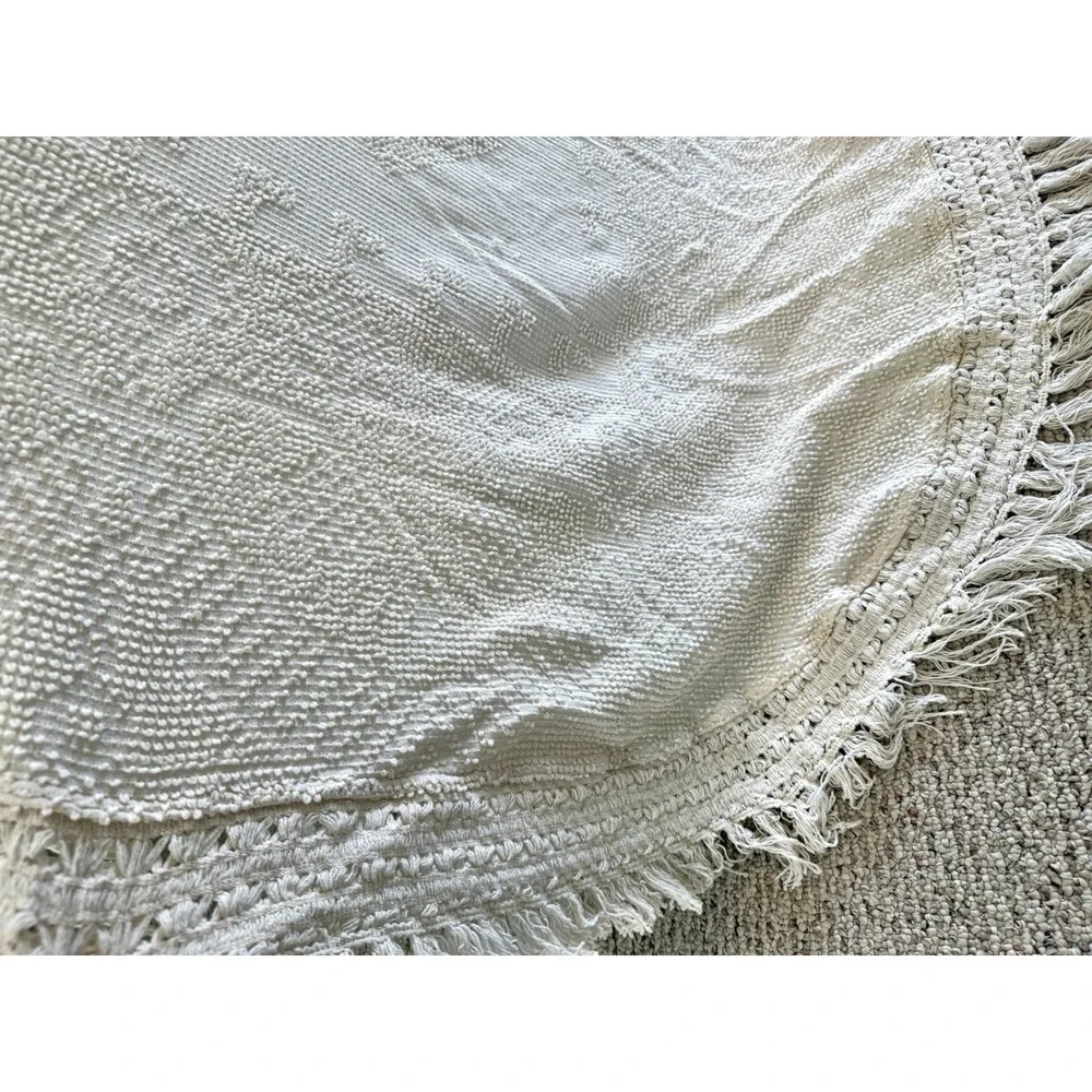 Vintage Maine Heritage Weavers Cream Off White Hobnail Coverlet Bedspread 120x96